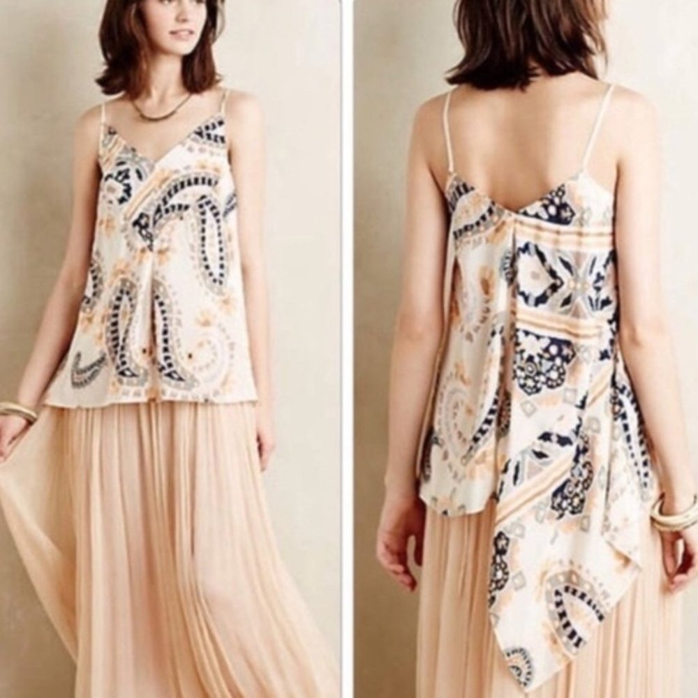 ANTHROPOLOGIE HD in Paris Moonset Paisley 100% Silk Tank EUC sz 6